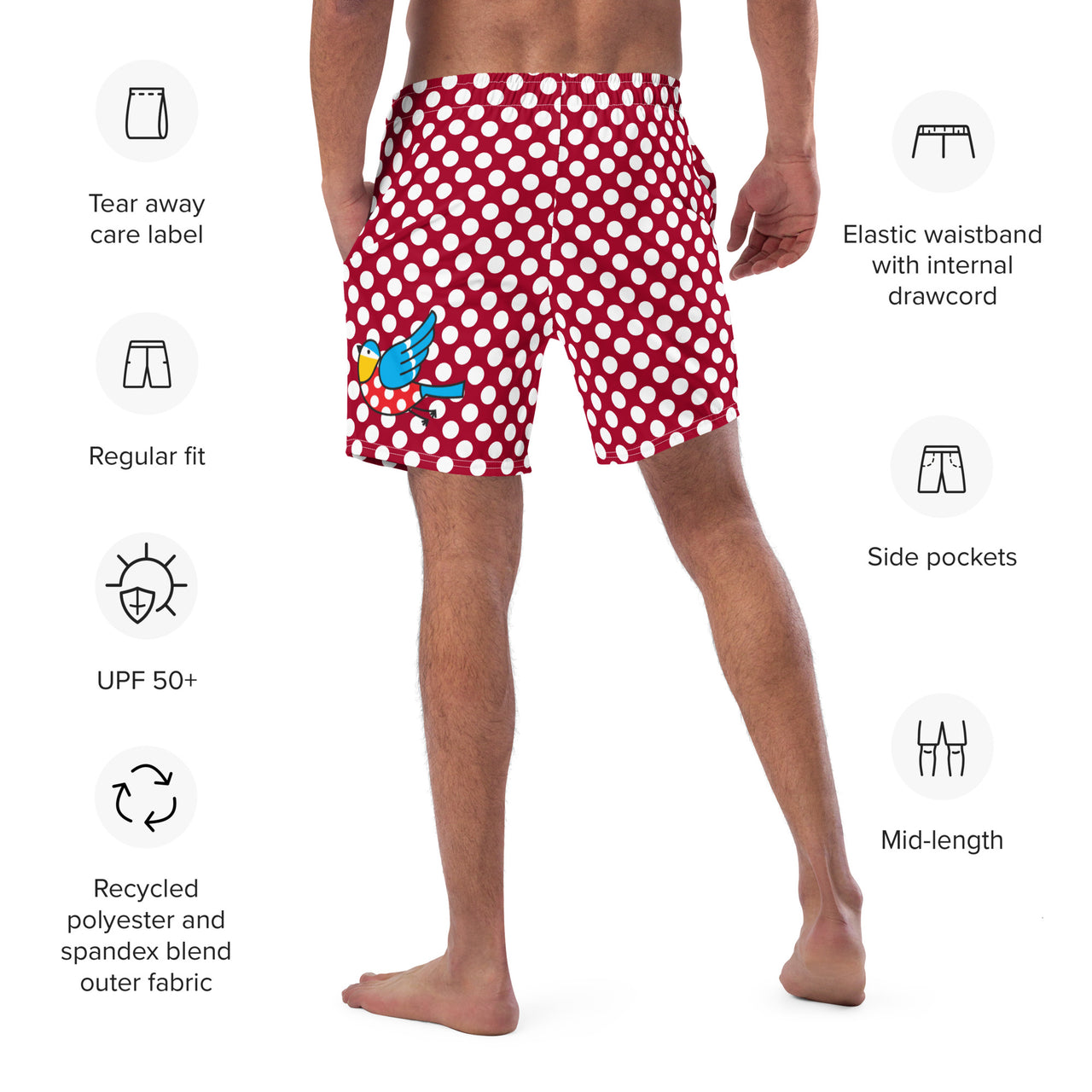 Men's Fit Recycled Swim Trunks - Red