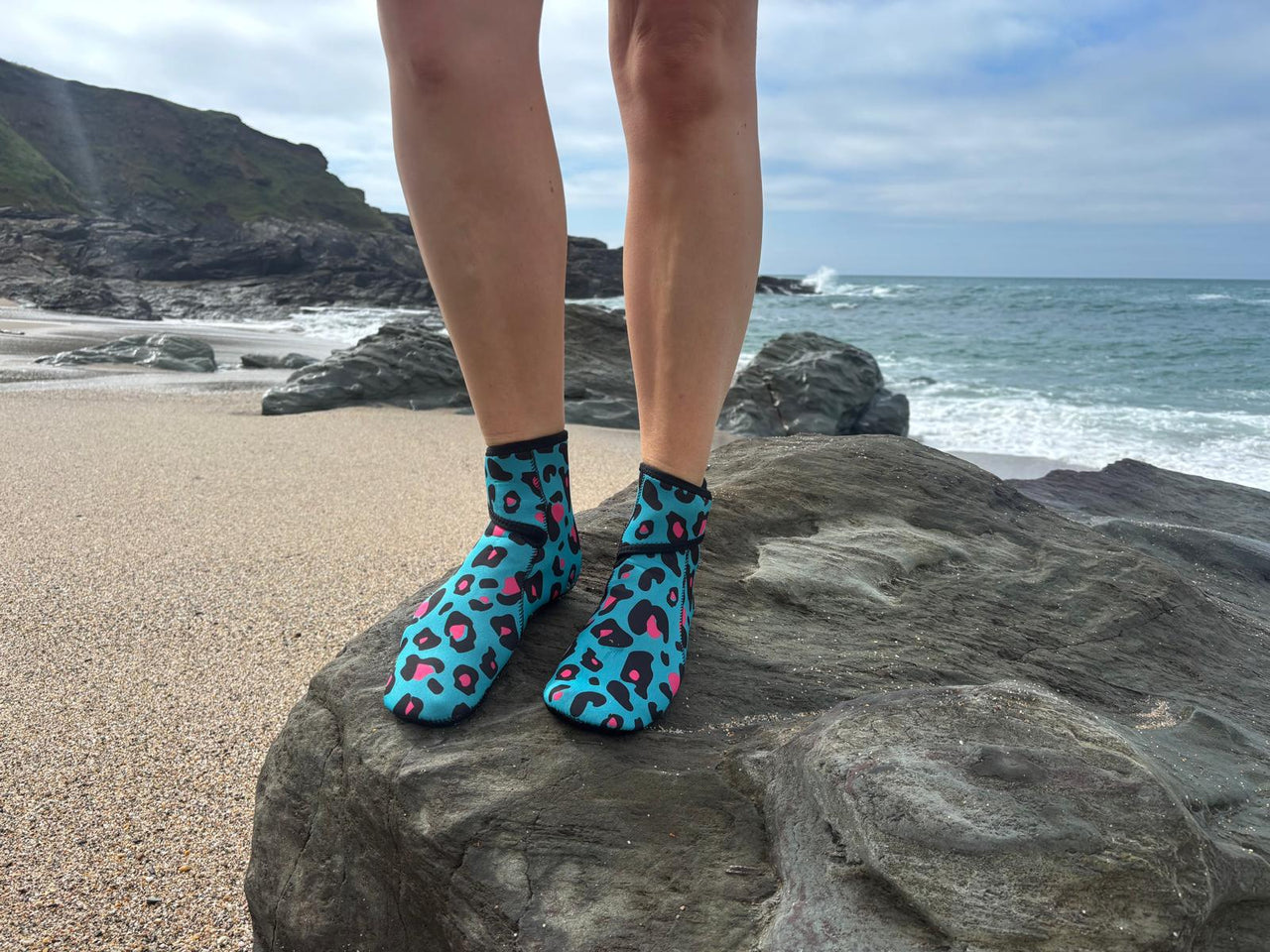 YULEX EasyOff™ Swimming Socks; Leopard
