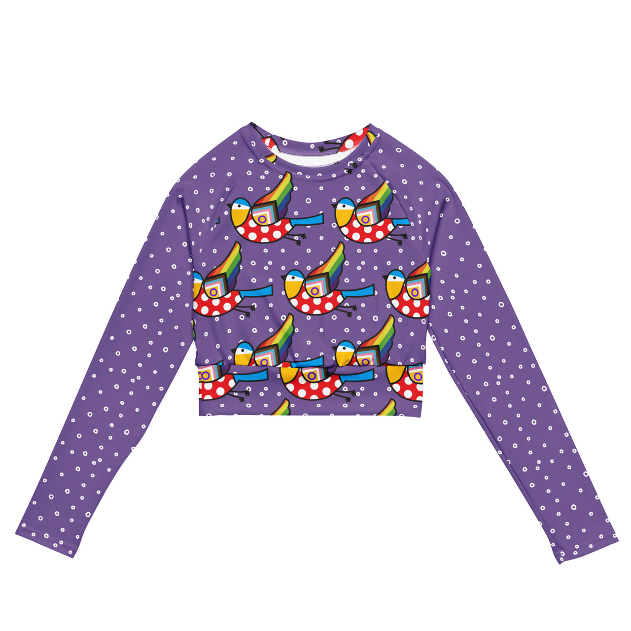 Purple Pride Bluetit Recycled Cropped Rash Vest