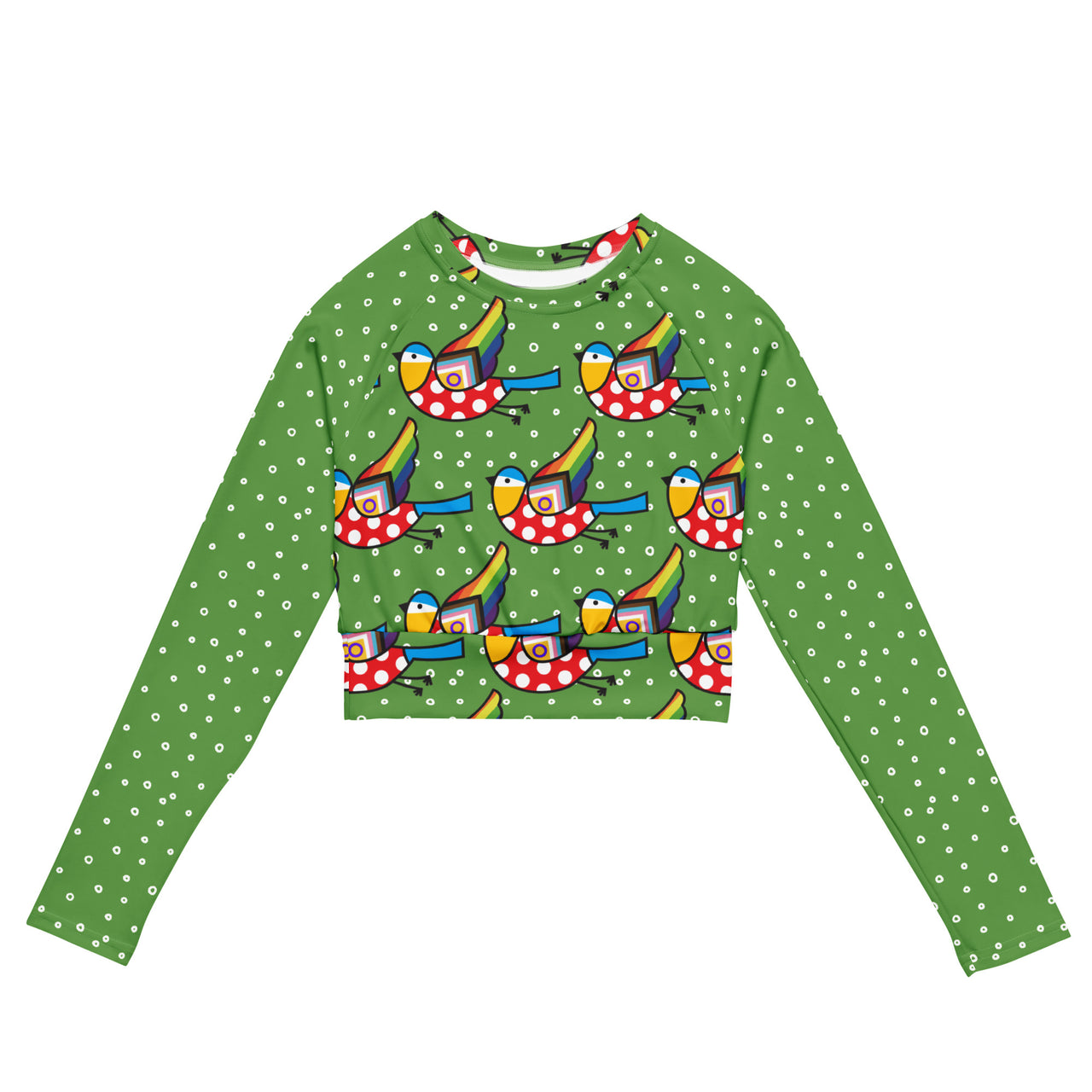 Green Pride Bluetit Recycled Cropped Rash Vest