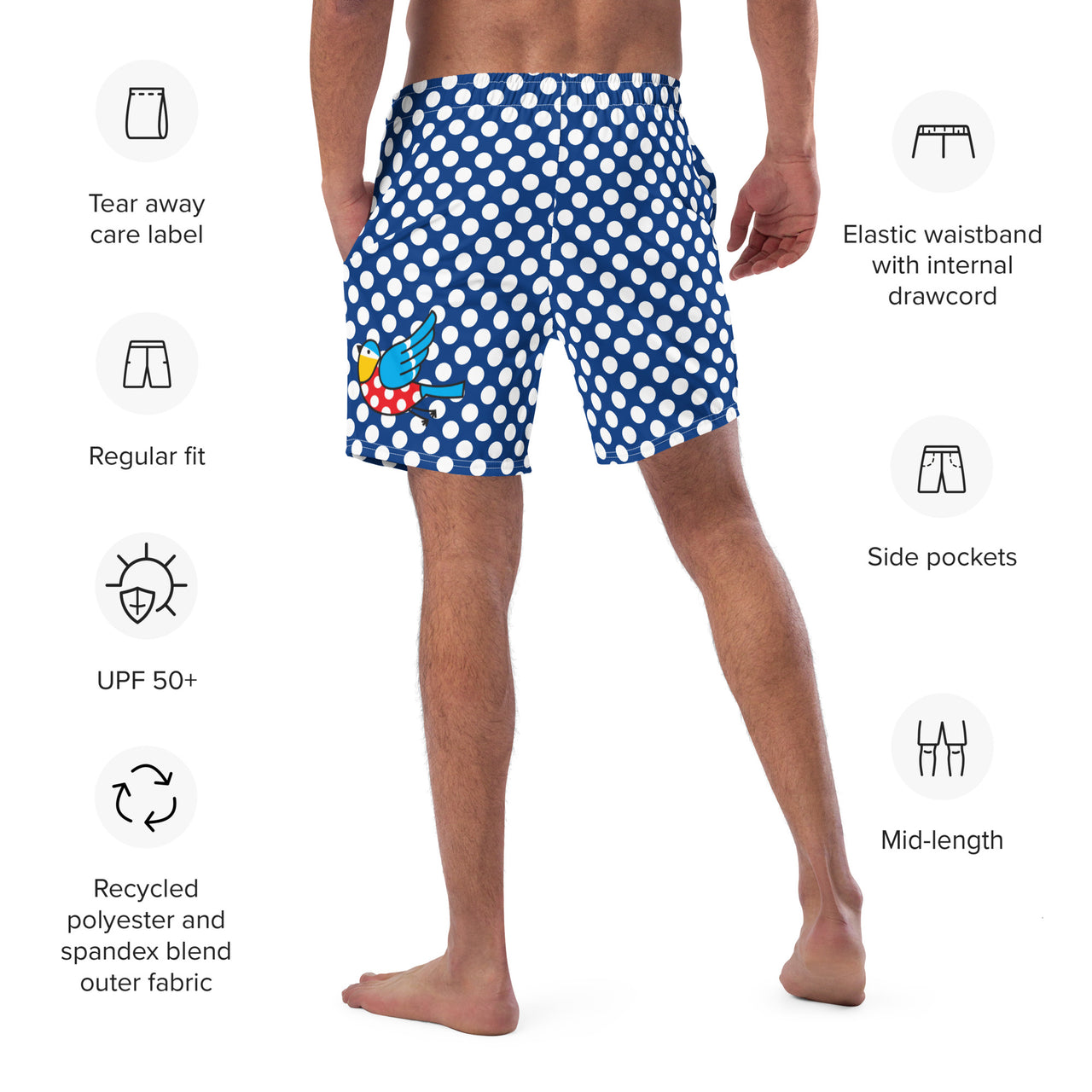 Men's Fit Recycled Swim Trunks - Blue