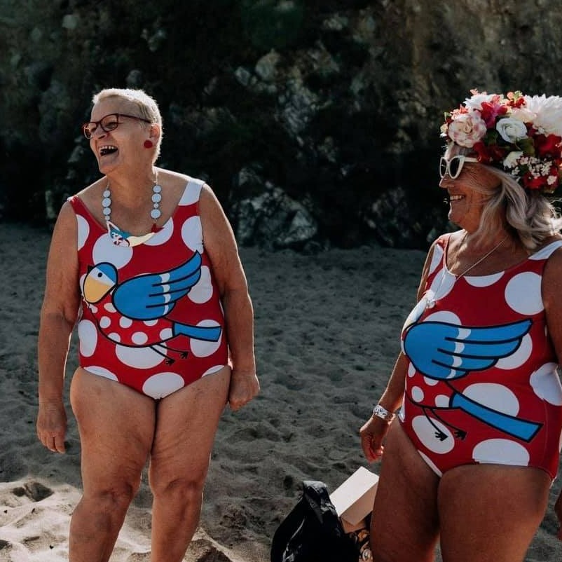 The gorgeous fun Bluetit Polka Dot swimsuit. Available in sizes 8 to 32.