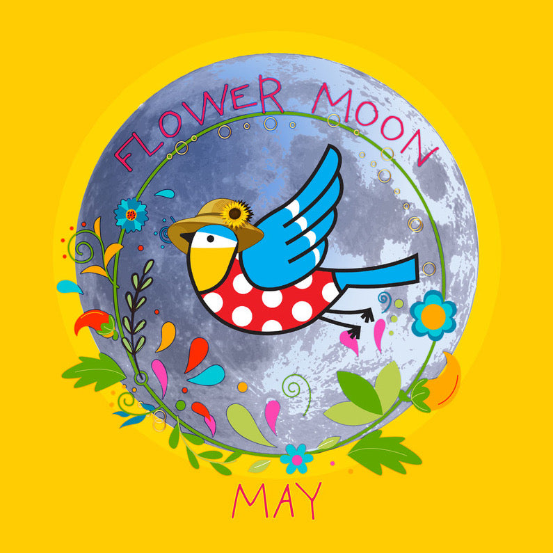Flower Moon Bluetit Badge