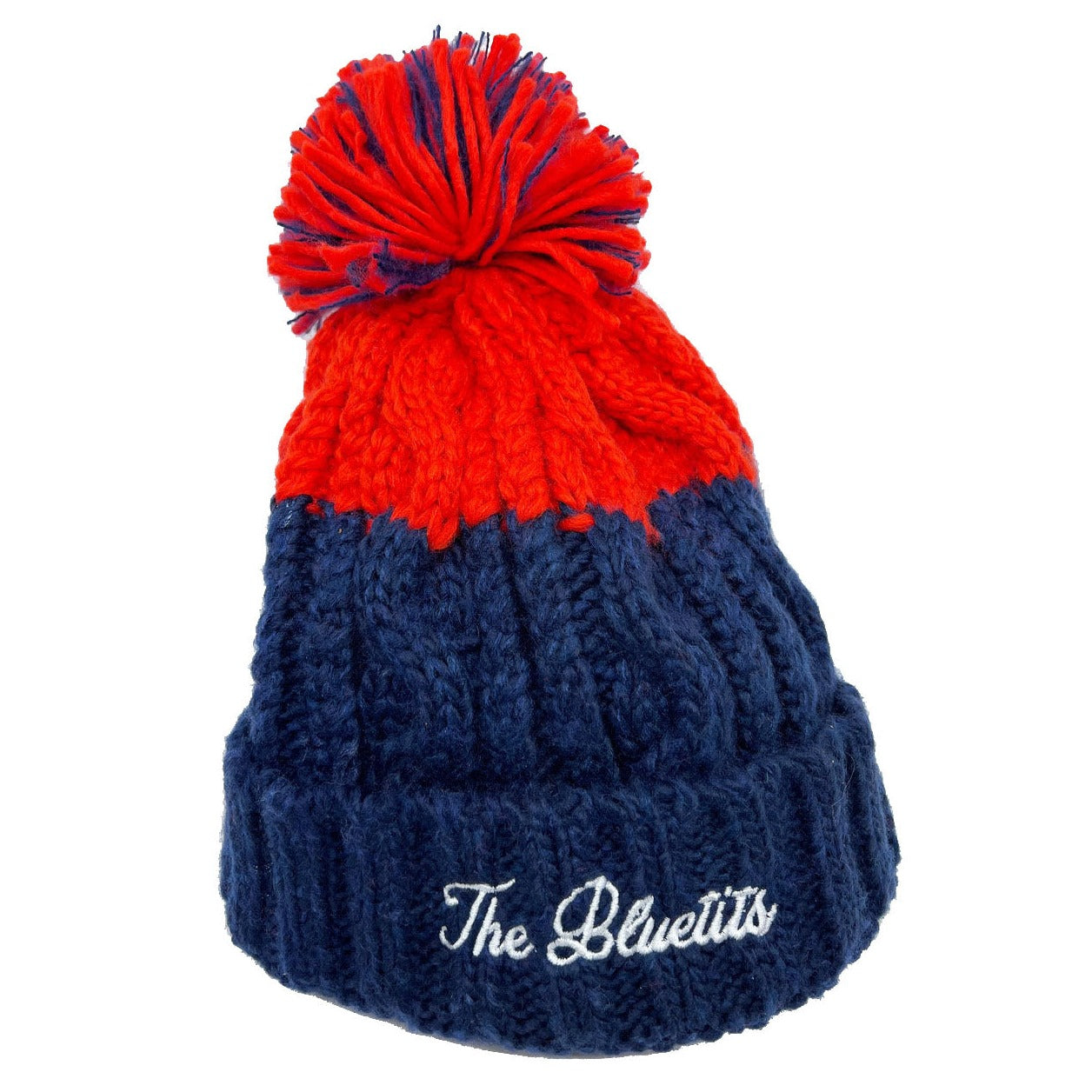 The Bluetits Navy & Red Fleecy Bobble Beanie