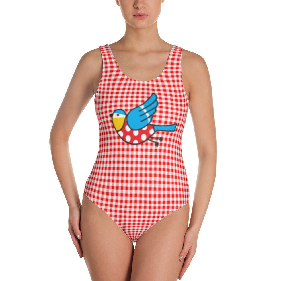 The Bluetits Red Gingham Swimsuit