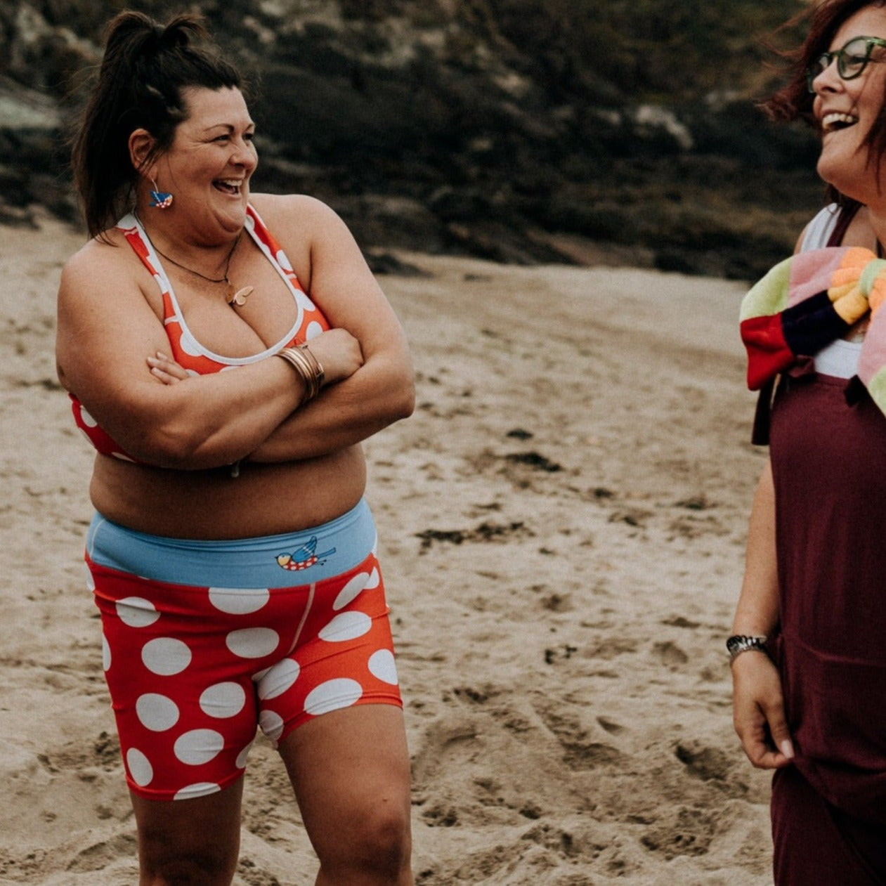 Bluetits Swim Shorts - Polka Dot Red