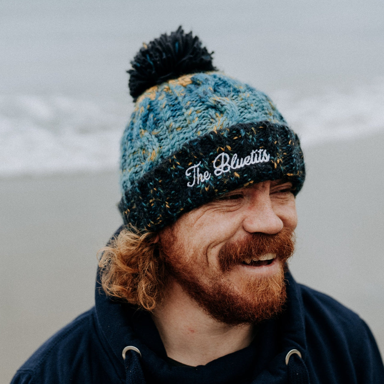 The Bluetits Marine Blue Fleecy Bobble Beanie