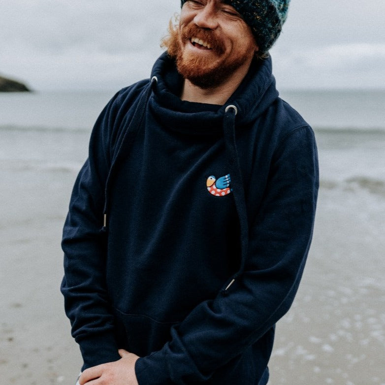 The Bluetits Cosy Cross Neck Navy Hoodie