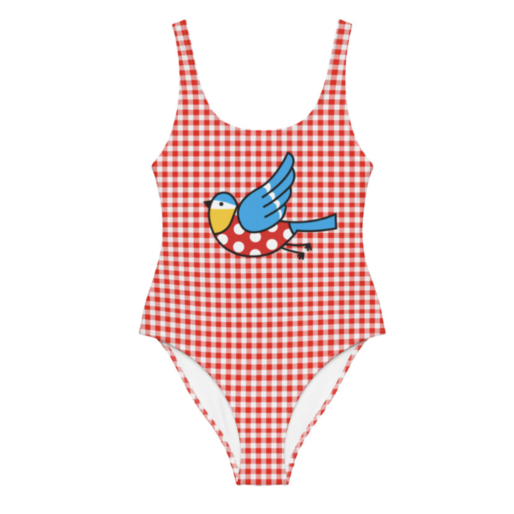 The Bluetits Red Gingham Swimsuit