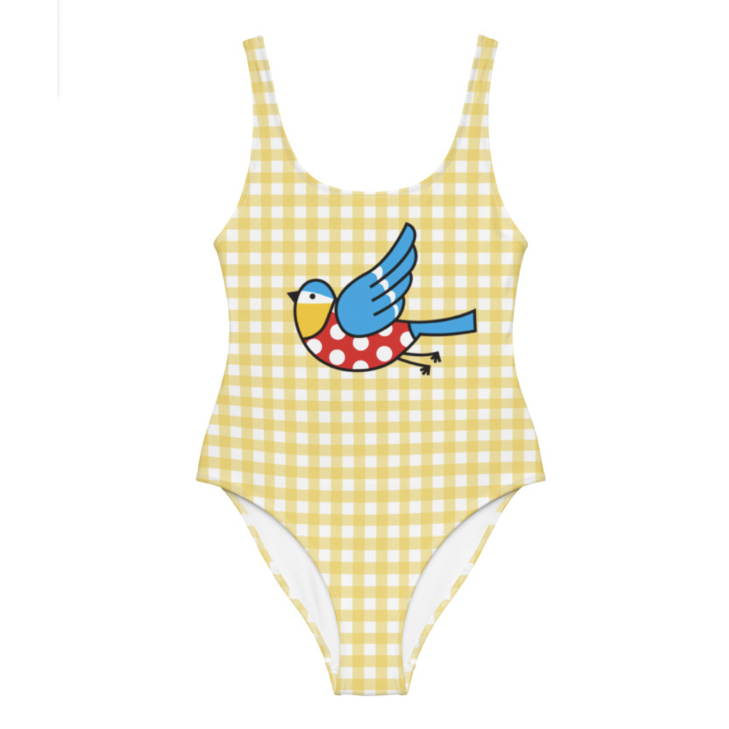 The Bluetits Yellow Gingham Swimsuit